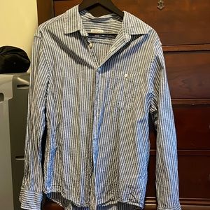 GUC men’s Merona striped Linen button down size Large